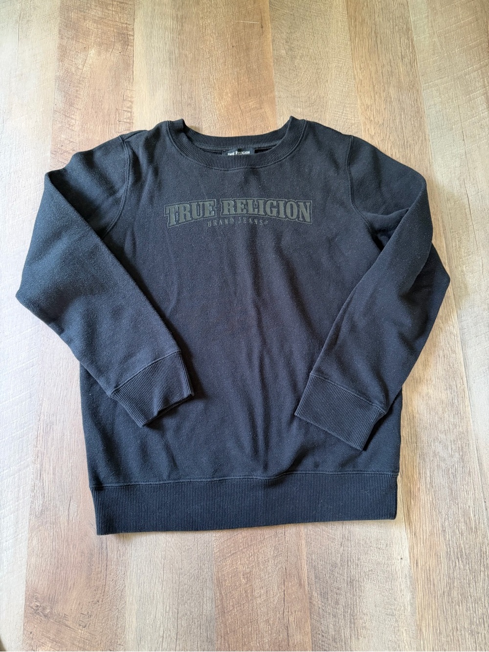 True Religion Brand Jeans Black Crewneck Sweatshirt | Kids XL